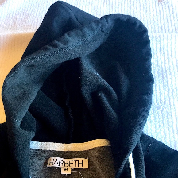 Women’s Harbeth gray and black hooded sweatshirt with zippered front close - Picture 6 of 6